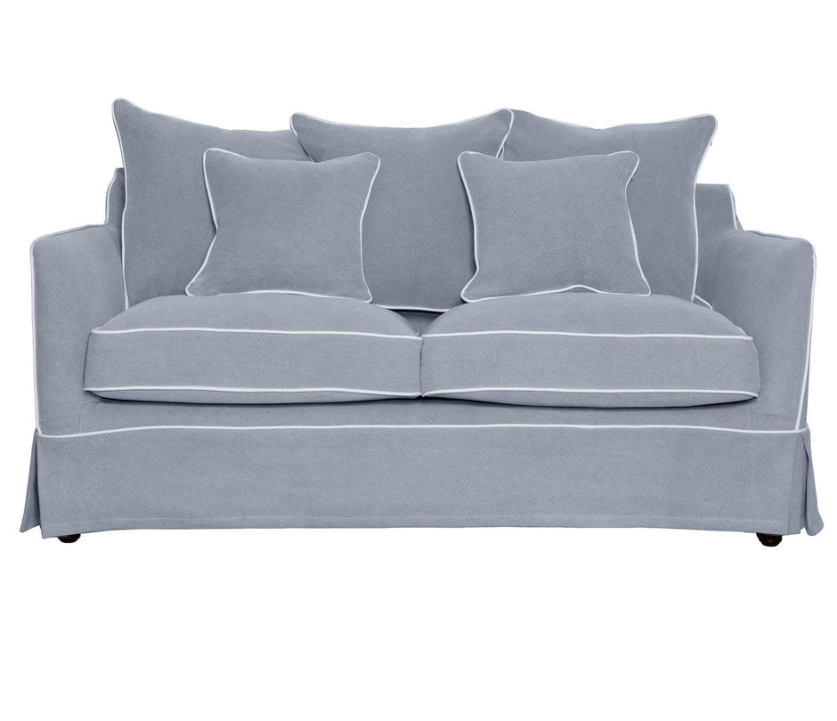 Noosa 2 Seat Sofa in Grey with White Piping